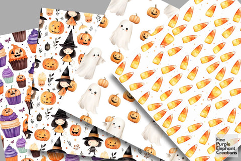 Kids Cute Halloween Digital Paper | Trick or Treat Pattern Digital Pattern Fine Purple Elephant Creations 