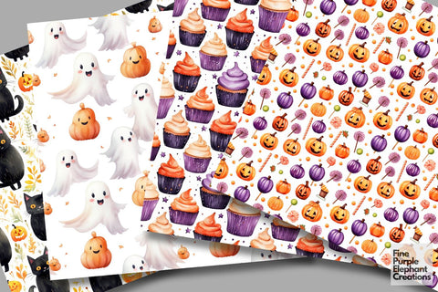 Kids Cute Halloween Digital Paper | Trick or Treat Pattern Digital Pattern Fine Purple Elephant Creations 