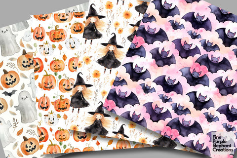 Kids Cute Halloween Digital Paper | Trick or Treat Pattern Digital Pattern Fine Purple Elephant Creations 
