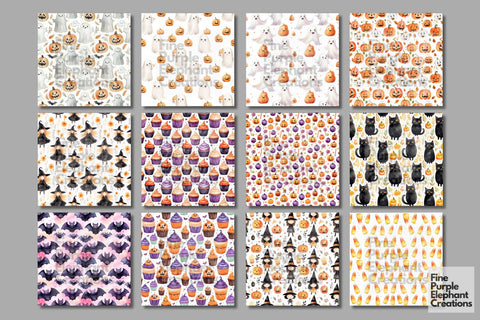 Kids Cute Halloween Digital Paper | Trick or Treat Pattern Digital Pattern Fine Purple Elephant Creations 