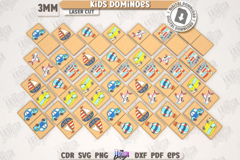 Kids Dominoes Laser Cut Bundle | Blocks Puzzle | Wooden Toy | Board Game | Animals Design | Mini Game for Child | Kids Laser | Cute Animals SVG | Find a Match | Educational Games for Kids | CNC Files SVG The T Store Design 