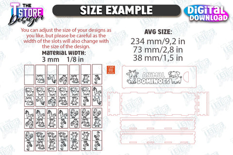 Kids Dominoes Laser Cut Bundle | Blocks Puzzle | Wooden Toy | Board Game | Animals Design | Mini Game for Child | Kids Laser | Cute Animals SVG | Find a Match | Educational Games for Kids | CNC Files SVG The T Store Design 