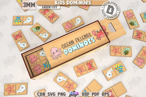 Kids Dominoes Laser Cut Bundle | Blocks Puzzle | Wooden Toy | Board Game | Animals Design | Mini Game for Child | Kids Laser | Cute Animals SVG | Find a Match | Educational Games for Kids | CNC Files SVG The T Store Design 