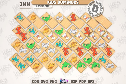 Kids Dominoes Laser Cut Bundle | Blocks Puzzle | Wooden Toy | Board Game | Animals Design | Mini Game for Child | Kids Laser | Cute Animals SVG | Find a Match | Educational Games for Kids | CNC Files SVG The T Store Design 