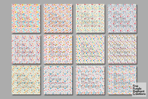 Kids Doodle Art Digital Paper | Mother's Day Pattern Digital Pattern Fine Purple Elephant Creations 