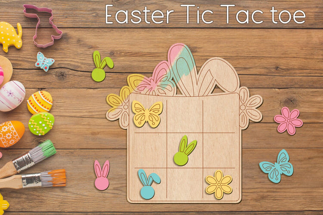 Kids Easter game svg,Tic tac toe, Classic game laser cut SVG AnastasiyaArtDesign 