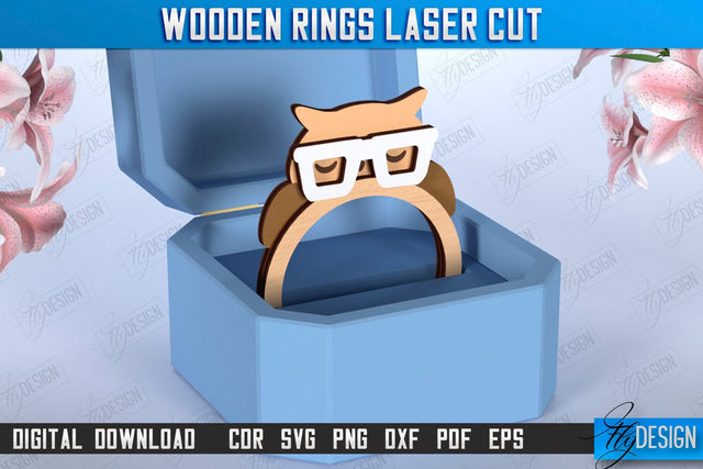 Kids Finger Ring Laser Cut | Hand Jewelry | Accessories | Owl | CNC File SVG Fly Design 