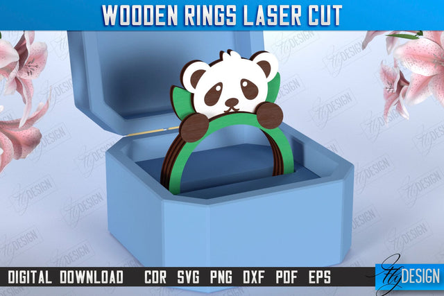 Kids Finger Ring Laser Cut | Hand Jewelry | Accessories | Panda | CNC File SVG Fly Design 