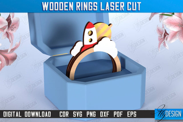 Kids Finger Ring Laser Cut | Hand Jewelry | Accessories | Rocket | CNC File SVG Fly Design 