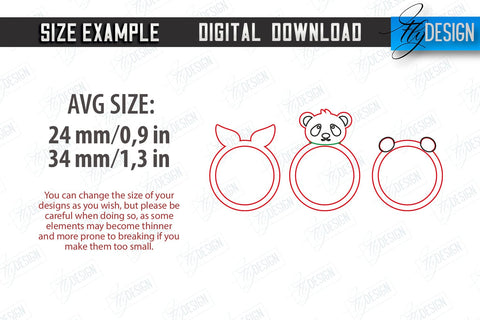 Kids Finger Rings Laser Cut Bundle | Hand Jewelry | Accessories | CNC Files SVG Fly Design 