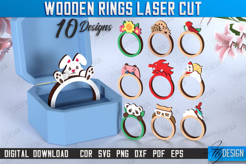 Kids Finger Rings Laser Cut Bundle | Hand Jewelry | Accessories | CNC Files SVG Fly Design 