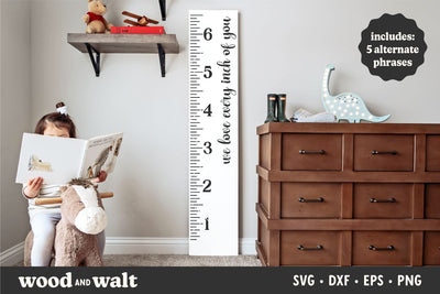 Kids Growth Chart SVG | Growth Ruler Cut File SVG Wood And Walt 