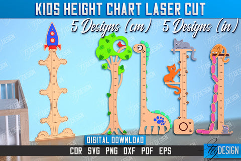 Kids Height Chart Bundle | Growth Chart | Nursery Décor | Wall Ruler | Measuring Growth | CNC Files SVG Fly Design 