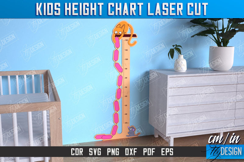 Kids Height Chart | Growth Chart | Nursery Décor | Wall Ruler | Measuring Growth | CNC File SVG Fly Design 