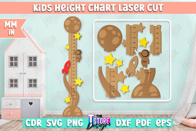 Kids Height Chart | Growth Chart | Nursery Décor | Wall Ruler | Measuring Growth | CNC File SVG The T Store Design 