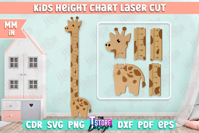 Kids Height Chart | Growth Chart | Nursery Décor | Wall Ruler | Measuring Growth | CNC File SVG The T Store Design 
