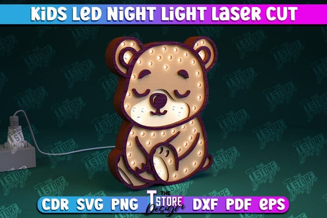 Kids Led Night Light | Home Design | Night Lamp | Bear Design | CNC Files SVG The T Store Design 