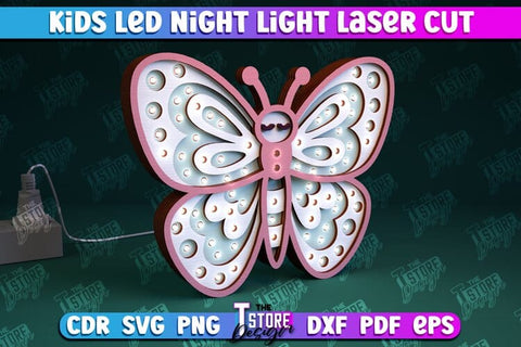 Kids Led Night Light | Home Design | Night Lamp | Butterfly Design | CNC Files SVG The T Store Design 