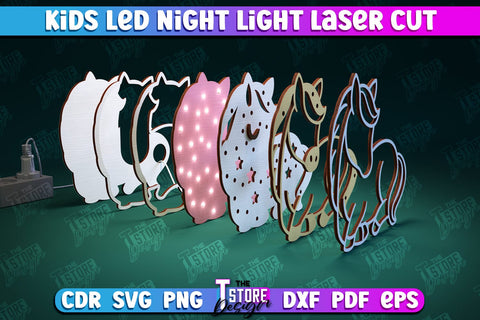 Kids Led Night Light | Home Design | Night Lamp | Dinosaur Design | CNC Files SVG The T Store Design 