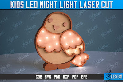 Kids Led Night Light | Home Design | Night Lamp | Dove Design | CNC Files SVG Fly Design 