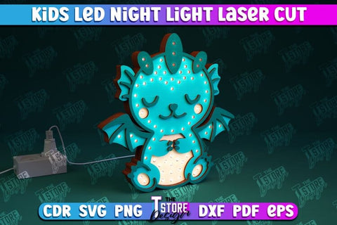 Kids Led Night Light | Home Design | Night Lamp | Dragon Design | CNC Files SVG The T Store Design 