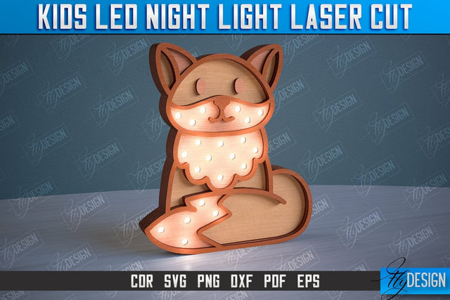 Kids Led Night Light | Home Design | Night Lamp | Fox Design | CNC Files SVG Fly Design 