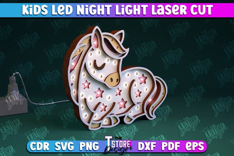 Kids Led Night Light | Home Design | Night Lamp | Horse Design | CNC Files SVG The T Store Design 