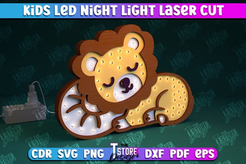 Kids Led Night Light | Home Design | Night Lamp | Lion Design | CNC Files SVG The T Store Design 