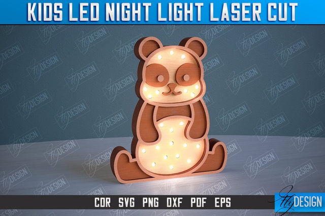 Kids Led Night Light | Home Design | Night Lamp | Panda Design | CNC Files SVG Fly Design 