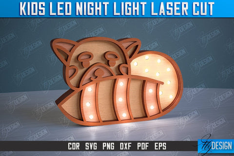 Kids Led Night Light | Home Design | Night Lamp | Raccoon Design | CNC Files SVG Fly Design 