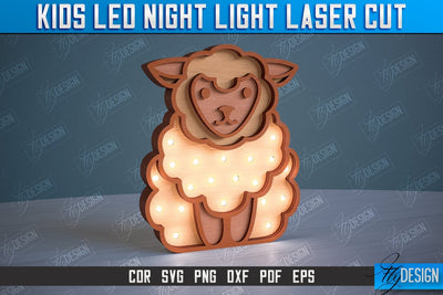 Kids Led Night Light | Home Design | Night Lamp | Sheep Design | CNC Files SVG Fly Design 