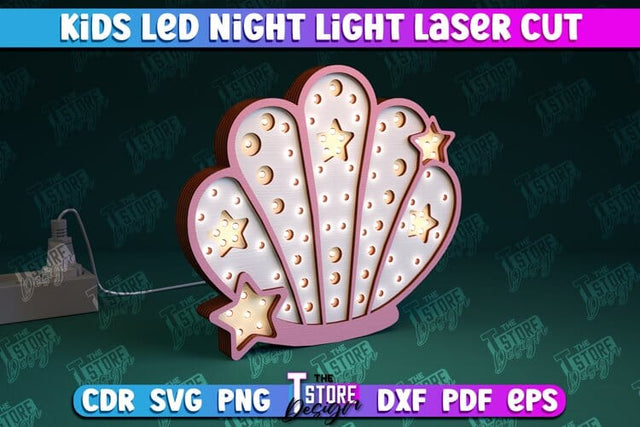 Kids Led Night Light | Home Design | Night Lamp | Shell Design | CNC Files SVG The T Store Design 