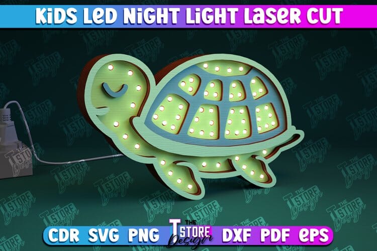 Kids Led Night Light | Home Design | Night Lamp | Turtle Design | CNC Files SVG The T Store Design 