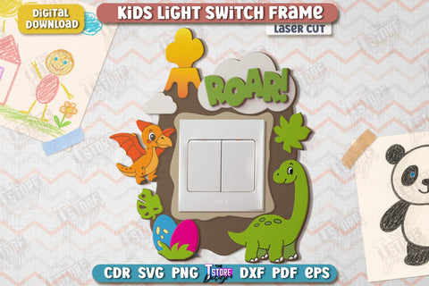Kids Light Switch Frames Laser Cut Bundle | Animals Design | Children Room Wall Décor | Nursery Décor | CNC Files SVG The T Store Design 