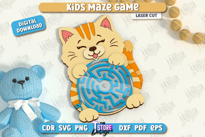 Kids Maze Game Laser Cut, Animal Puzzle SVG, Kids Board Game, Labyrinth Game SVG, Cute Animals SVG SVG The T Store Design 