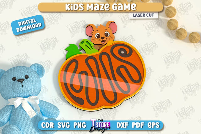 Kids Maze Game Laser Cut, Animal Puzzle SVG, Kids Board Game, Labyrinth Game SVG, Cute Animals SVG SVG The T Store Design 
