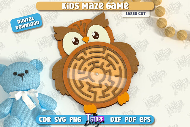 Kids Maze Game Laser Cut, Animal Puzzle SVG, Kids Board Game, Labyrinth Game SVG, Cute Animals SVG SVG The T Store Design 