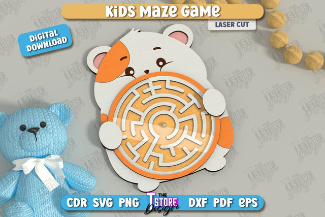 Kids Maze Game Laser Cut, Animal Puzzle SVG, Kids Board Game, Labyrinth Game SVG, Cute Animals SVG SVG The T Store Design 