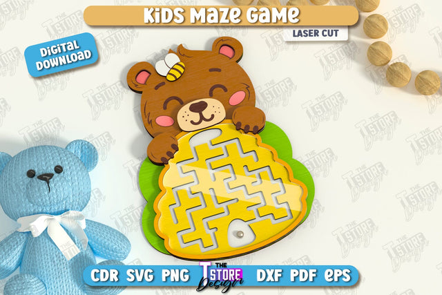 Kids Maze Game Laser Cut, Animal Puzzle SVG, Kids Board Game, Labyrinth Game SVG, Cute Animals SVG SVG The T Store Design 