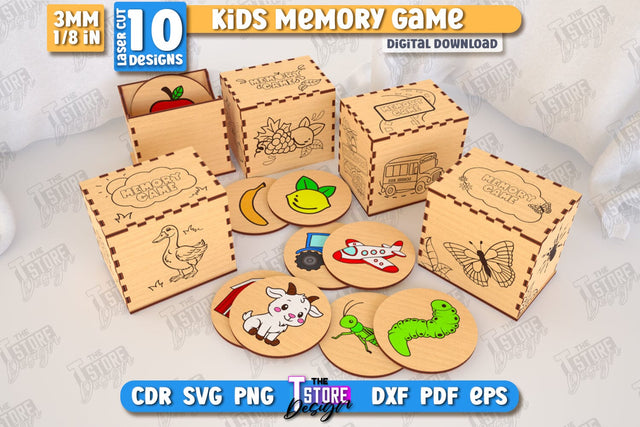 Kids Memory Game Laser Cut Bundle | Educational Game | Memory Training | Laser Engraved | CNC File SVG The T Store Design 