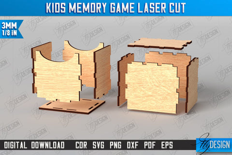 Kids Memory Game Laser Cut Bundle | Educational Game | Memory Training | Laser Engraved | CNC Files SVG Fly Design 