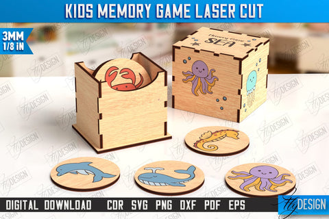 Kids Memory Game Laser Cut Bundle | Educational Game | Memory Training | Laser Engraved | CNC Files SVG Fly Design 