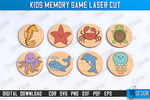 Kids Memory Game Laser Cut Bundle | Educational Game | Memory Training | Laser Engraved | CNC Files SVG Fly Design 