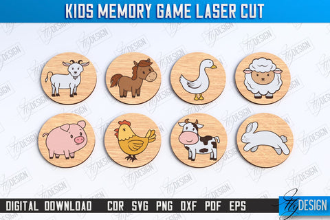 Kids Memory Game Laser Cut Bundle | Educational Game | Memory Training | Laser Engraved | CNC Files SVG Fly Design 