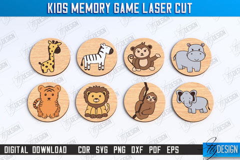 Kids Memory Game Laser Cut | Educational Game | Memory Training | Laser Engraved | CNC File SVG Fly Design 