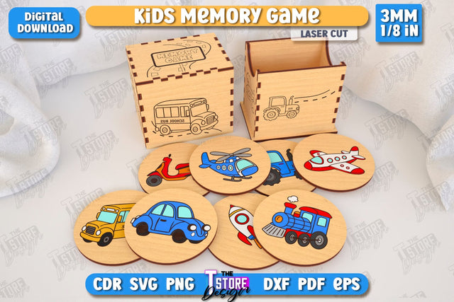 Kids Memory Game Laser Cut | Educational Game | Memory Training | Laser Engraved | CNC File SVG The T Store Design 