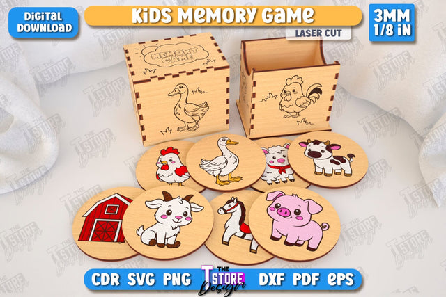 Kids Memory Game Laser Cut | Educational Game | Memory Training | Laser Engraved | CNC File SVG The T Store Design 