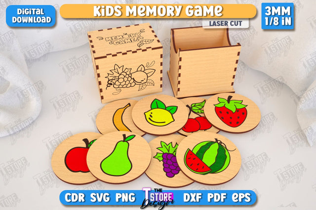 Kids Memory Game Laser Cut | Educational Game | Memory Training | Laser Engraved | CNC File SVG The T Store Design 