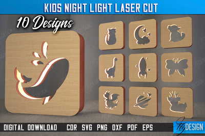 Kids Night Light Bundle | Led Night Light | Table Figurines | Animals Silhouette | CNC Files SVG Fly Design 