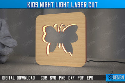 Kids Night Light | Led Night Light | Table Figurines | Butterfly Silhouette | CNC File SVG Fly Design 
